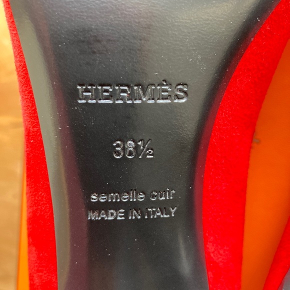 Hermes Red Suede shoes, UNUSED, size 38.5 - Picture 9 of 14